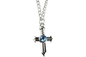 Fairy Tail Necklace Gray Fullbuster Cross Blue Crystal Pendant Necklace Anime Fashion Jewelry for Men and Women