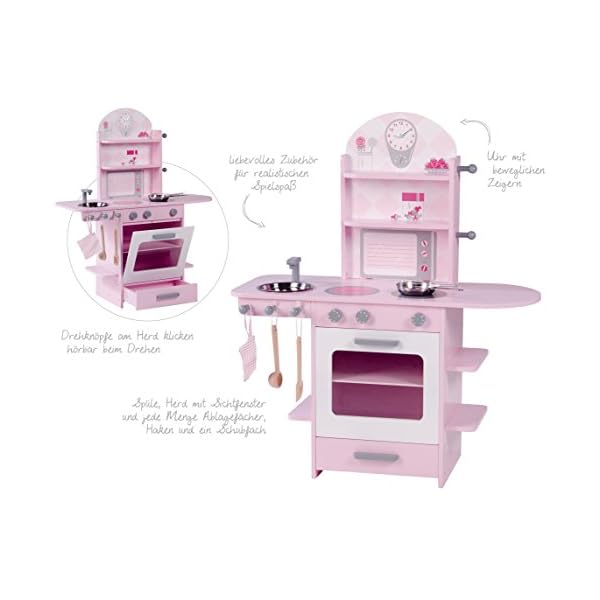 roba Spielküche, rosa, Kinderküche mit Herd, Spüle, Wasserhahn & Regal inkl. Zubehör – Bild 7