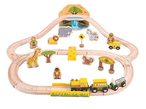 Bigjigs Rail Safari Train Set - 38 Play Pieces, Multicolored