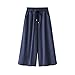 Gooket Women's Elastic Waist Wide Leg Cropped Capris Drawstring Jean Culottes Pants