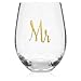 Mr and Mrs Stemless Wine Glasses Set of 2 for Married Couples, His & Hers, Wife & Husband, Bride & Groom, Engagement, Wedding and Anniversary Gifts & Presents; 20 Oz Coffee Cup Mugs by Gift Boutique