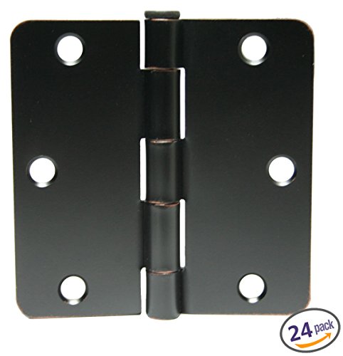 Dynasty Hardware 3-1/2" Door Hinges 1/4" Radius Corner, Oil Rubbed Bronze, 24 - Pack