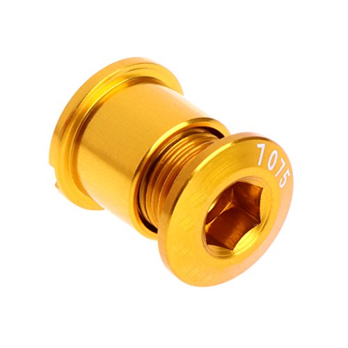Aixia 5Pcs MTB Bicycle Chainwheel Screws Cycling Chainring Wheel Bolt Bike Disc Screws (Gold)