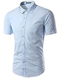 Mada Mens Casual Short Sleeve Business Dress Shirt Solid Color Slim Fit Shirts
