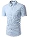 Mada Mens Casual Short Sleeve Business Dress Shirt Solid Color Slim Fit Shirts