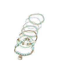 Finrezio - Juego de 3 pulseras de cuentas bohemias para mujer, elásticas, apilables, multicolor