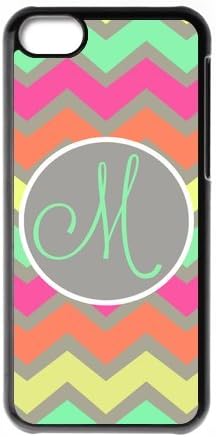 Monogrammed Multicolored Pastel Chevron With Initials Monogram Personalized IPOD TOUCH 6 Black PC Case