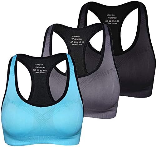 Women Racerback Sports Bras, Padded Seamless Workout Gym Activewear Bra Support for Yoga Gym Workout Fitness