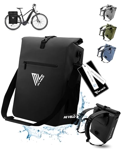 MIVELO Fahrradtasche für Gepäckträger - 3in1 Gepäckträgertasche Rucksack Umhängetasche - 100% wasserdicht und PVC-frei - mit herausnehmbarer Laptoptas