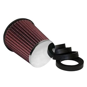 EUFAB 17432 Sport luchtfilter McKita, universeel, donkerrood, met 6 adapters,zilver