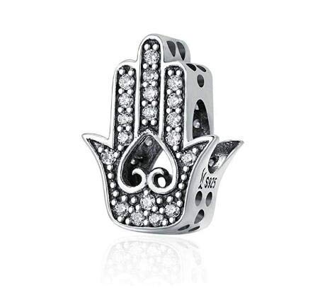 I Love You Forever,Heart Key Charm fit Pandora Bracelet 925 Sterling Silver Safety Chain Charm for Bracelet (Hand of Fatima Charm)