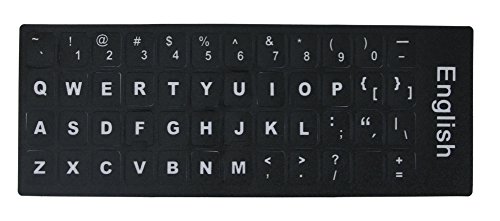 English Keyboard Stickers, English Keyboard Stickers with Black Background White Lettering for Laptop Desk Computer Keyboards[2PCS PACK] - English - Thumbnail 3