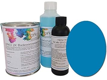 Badewannenlack Badewannenfarbe Duschwannenlack Duschwannenfarbe Himmelblau RAL5015 seidenglänzend Menge Set für ca. 5 qm