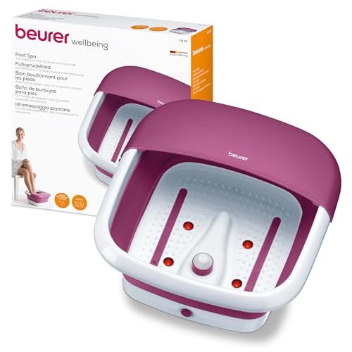 Beurer FB 30 Faltbares Fußsprudelbad mit Wasserheizung, Vibrations- und Sprudelmassage, massageunterstützendes Fußbett, Infrarot-Lichtpunkte, integrierte Pedikürestation