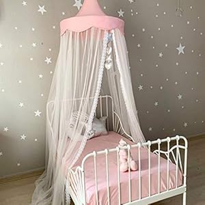 Bed Canopy Princess Crib Netting Lace Round Dome Mosquito Net Hanging Canopy for Baby Room Nersury Decoration Game House…