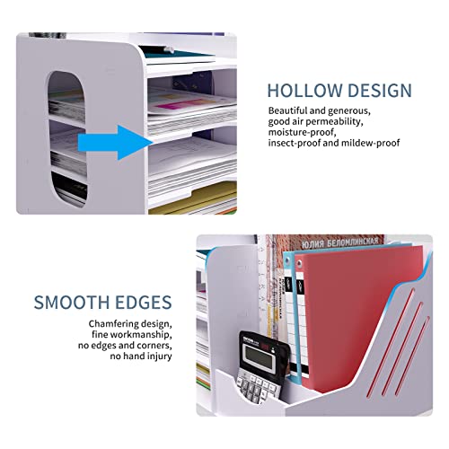 Natwind 4Tier Office White Desktop Organizer Paper File Rack with