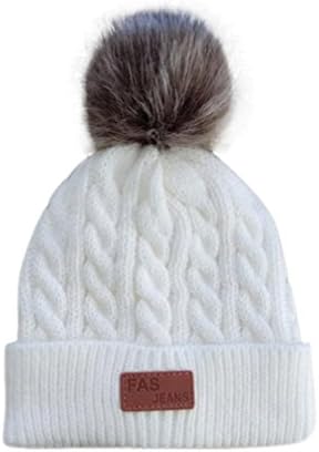 Weiyun Baby Knitted Ball Hat Cute Baby Beanie Hats for Boys Girls Cap Cotton Letter Knitted Ball Warm Children Hats