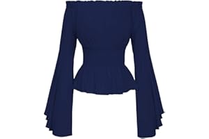 COS2BE Womens Renaissance Long Sleeve Blouse Victorian Pirate Shirt Boho Tops Ruffle Smocked Waist Cosplay Costumes
