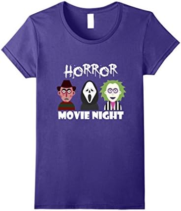 Womens Horror Movie Night T-shirt Small Purple