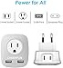 European Adapter, Europe Travel Plug Adapter for UK Ireland Italy France Germany Spain Iceland and More, International Power Adapter with 2 USB and 2 US Outlets to Charge Phone iPad Laptop in EU