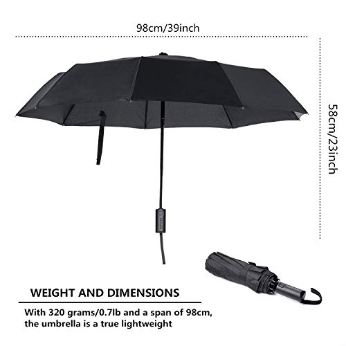 REYLEO Windproof Travel Umbrella with Teflon Coating, Waterproof Umbrella, Folding Automatic Umbrellas, WU01A+