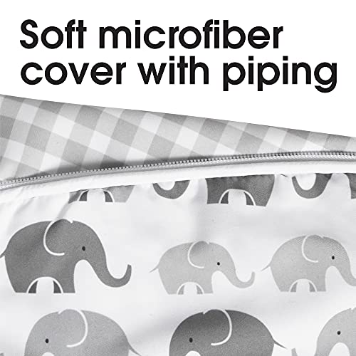 Boppy Nursing Pillow Cover Premium , Gray Elephants Plaid, Soft