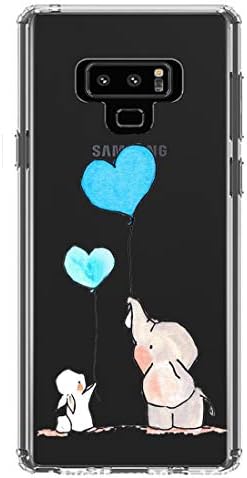 LEMONCOVER Phone Case for Galaxy Note 9,Cute Pattern Print Soft Silicone Case Thin Slim Shockproof Clear Design Funny Bumper Shell Cover for Galaxy Note 9, Elephant and Bunny