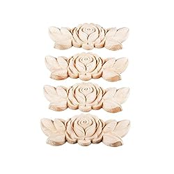 BSYMDH 4PCS Wood Carved Onlay Applique Wood