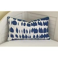 Athena Bacon Schumacher Queen ofain in Water Both Sides Designer Pillowcase Cover with Mini Turquoise Piping 14x24 Lumbar Size
