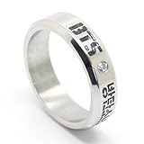 Fanstown-BTS Kpop Titanium Ring Necklace with BTS 2pc Pocket lomo Cards (BTS Logo)