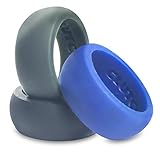 Silicone Wedding Ring 3 Pack - Men's Set of 3 Flexible Safety Comfort Wedding Band Rings in Black, Navy Blue, & Dark Gray Sleek 9mm Durable Comfortable Bands for Active Men