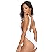 Dixperfect 90s Trend One Piece Swimsuit Low Cut Sides Wide Straps High Legs for Women White