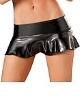 Holly Gibbons Womens Sexy Wet Look PU Leather Mini Skirt Lingerie,Black,One Size Fits XS-L