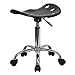 Flash Furniture Taylor Vibrant Black Tractor Seat and Chrome Stool