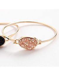 Humble Chic - Brazalete de imitación de drusa, apilable, simple y fino, de alambre dorado, para mujer