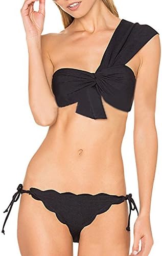 Fairyler Women Beachwear Bikini Suits Swimsuit Sexy Single Shoulder Swimwear Set