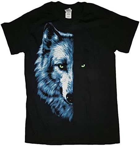 Men's Wolf Portrait Short Sleeve T-Shirt Black (X-Large)