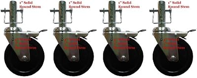 A Set of 4 Perry 5" Scaffolding Wheels with 1" Solid Round Stem CBM1290