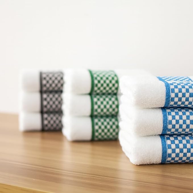 Kit Com 10 Panos de Prato Atoalhado Xadrez, Pano de copa Em 100% Algodão 45x70cm, Alta Absorcão