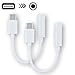 Rancco Type C to 3.5mm Audio Headphone Stereo Adapter Connector, 2 Pcs USB 3.1/ USB C to 3.5mm Audio Microphone Female Adapter for Moto Z Droid, XPS13, CDLA, Headphone,Type C Port Devices(White)