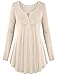 Becanbe Women's Vintage Long Sleeve V Neck Pleated Tunic Shirt