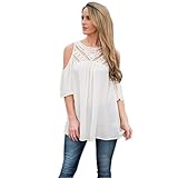 Sunward(TM) Women Summer Loose Lace Splice Off the Shoulder T-Shirt Blouse