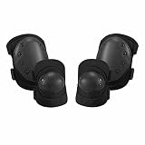 Diamond Talk Military Tactical Knee Pad Elbow Pad Set,Airsoft Knee Elbow Protective Pads Combat Paintall Skate Outdoor Sports Safety Guard Gear (2Knee Pad and 2Elbow Pad)-Black