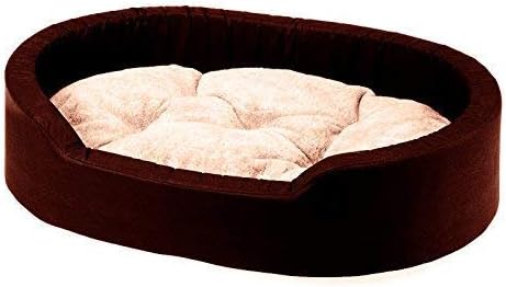Hiputee Super Soft Reversible Dual Bed for Dog and Cat (S, Brown Cream)