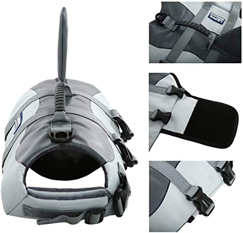 Dog Flotation Vest - Adjustable Life Vest with Handle - Pet Life Jacket (Grey, S)