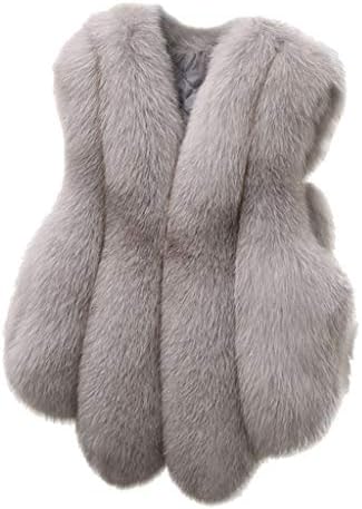 Women Winter Slim Vest Jacket Gilet Outwear Warm Faux Fox Fur Waistcoat Coat Vest(S/2XL)