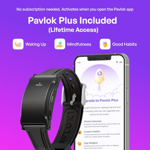 Pavlok 3 Sports (Black) – App-Controlled Silent Alarm & Habit Trainer Wearable – Chime/Vibration/Adjustable Zap – Includes Plus (Lifetime Access) – Steps & Sleep Tracking