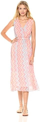 Peace Love Maxi Women's Stripe Printed Pink And Blue Dress Small