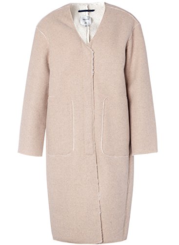 ME&CITY Women's Single Breasted Fleece Loose Fit Woolen Coat, Beige L ME&CITY Women's Single Breasted Fleece Loose Fit Woolen Coat, Beige L