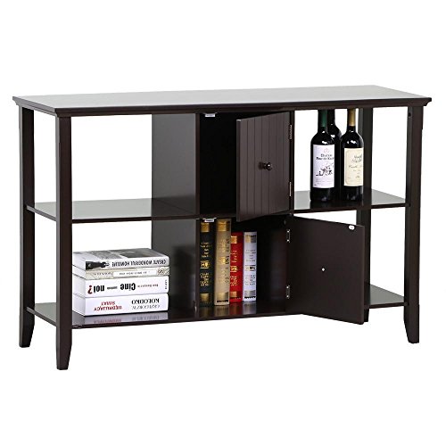 Yaheetech Solid Wood Console Sideboard Buffet Tables with 2 Door/Tier Storage Cabinet/Shelf，Espresso